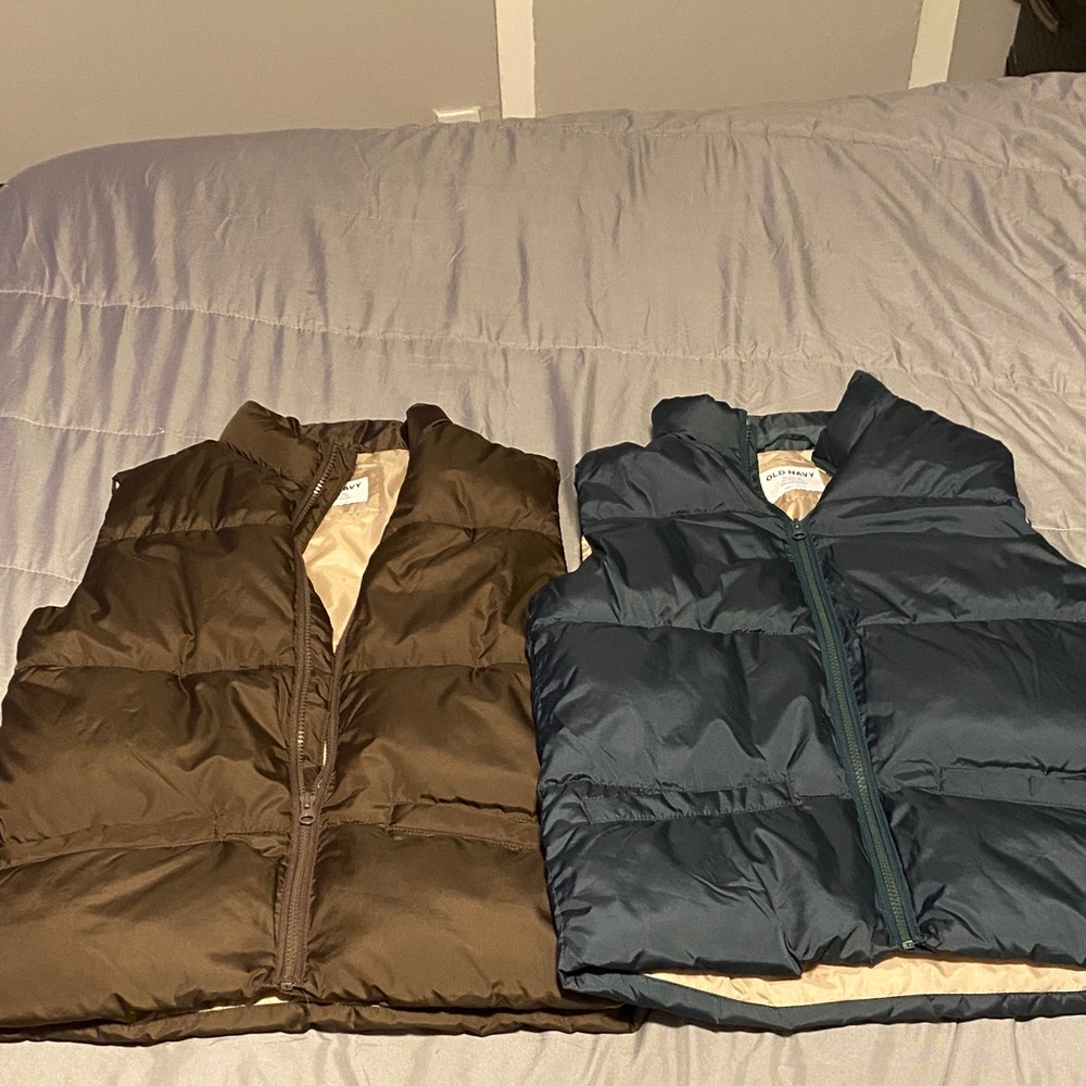 Old Navy Kids Puffer Vests - Brown and Navy